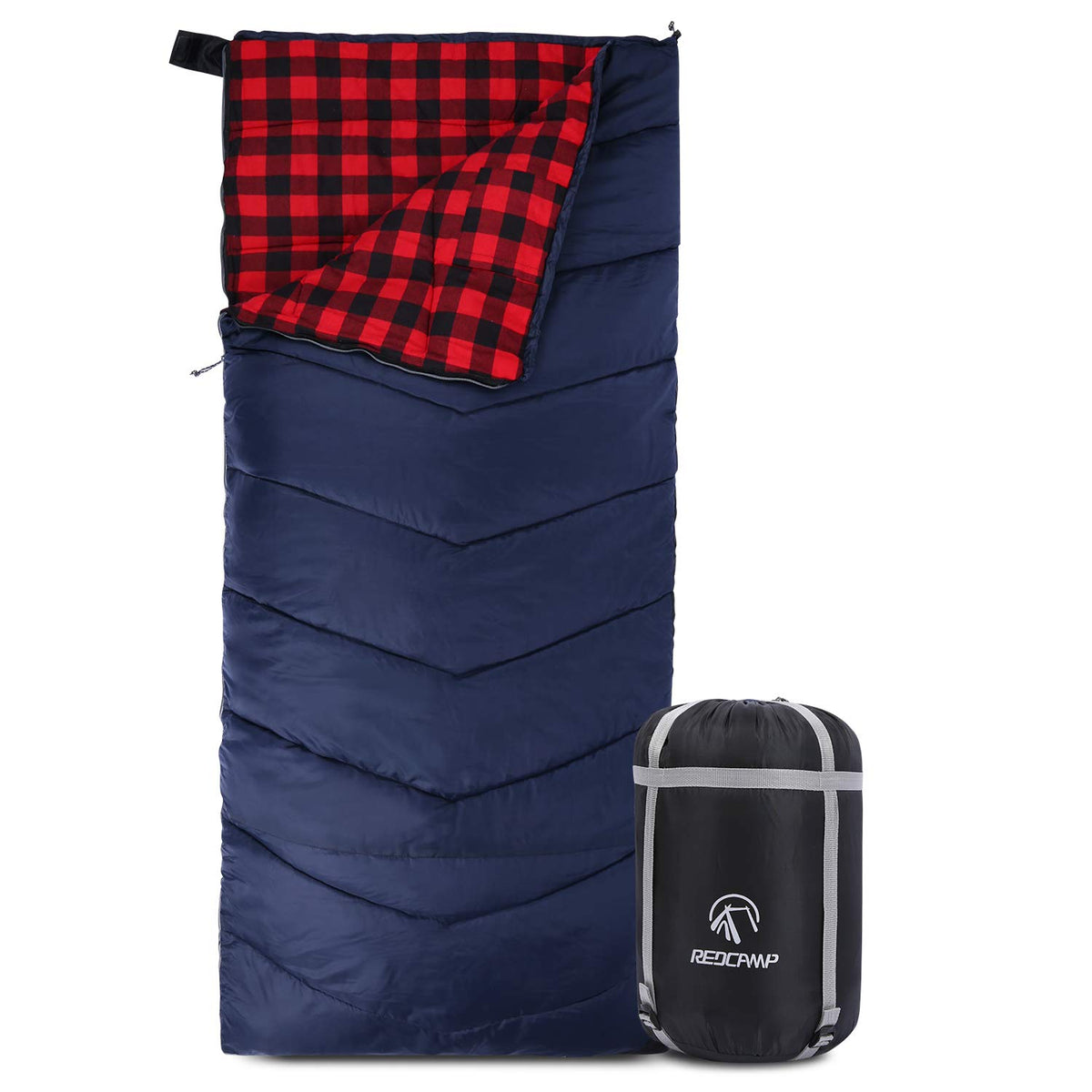 REDCAMP Cotton Flannel Sleeping Bag for Camping Backpacking, Adults Cold Weather Envelope Sleeping Bags with 2/3/4/6lbs Filling