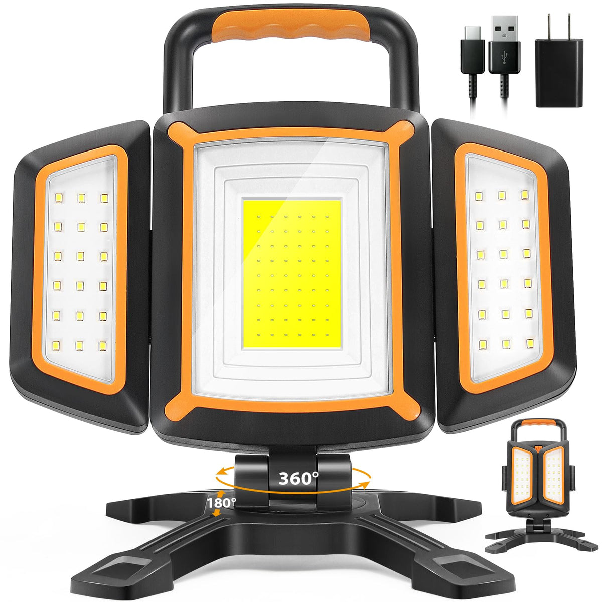 TRESDA 3000LM Rechargeable Work Light, Magnetic LED, Foldable & Portable