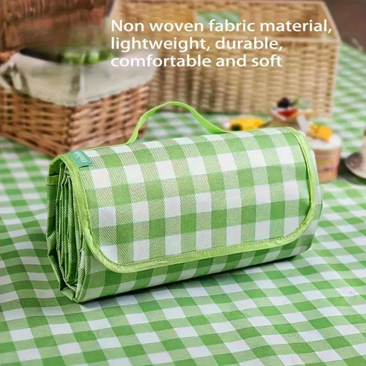 Multi-Scene Waterproof Picnic Blanket – 1PC Foldable Non-Woven Mat for Camping & Trips-Green
