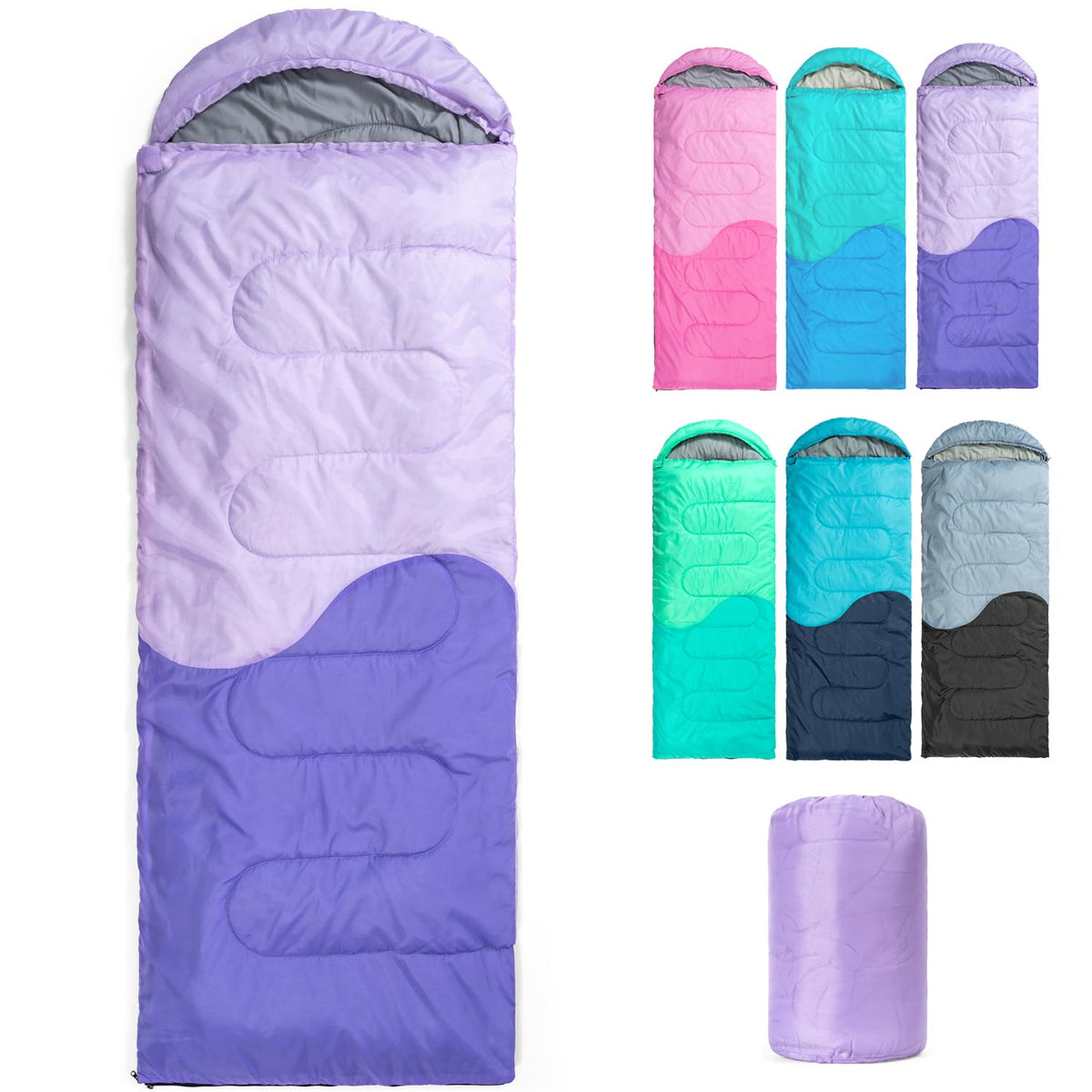 Sleeping Bag - 3 Seasons for Adults Boys Girls Camping Hiking - Warm Cold Weather Lightweight Portable with Compression Bag for Backpacking in Spring, Summer, Fall and Winter