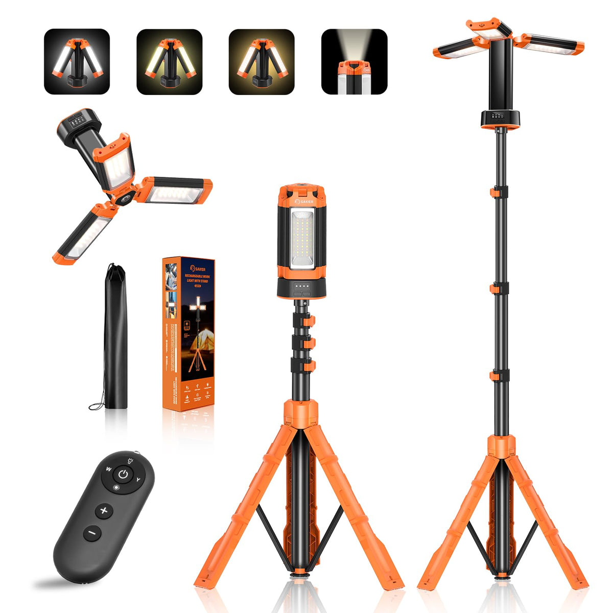 Saker Portable Camping Light with Stand 12000mAh 73.2" Work Light LD10