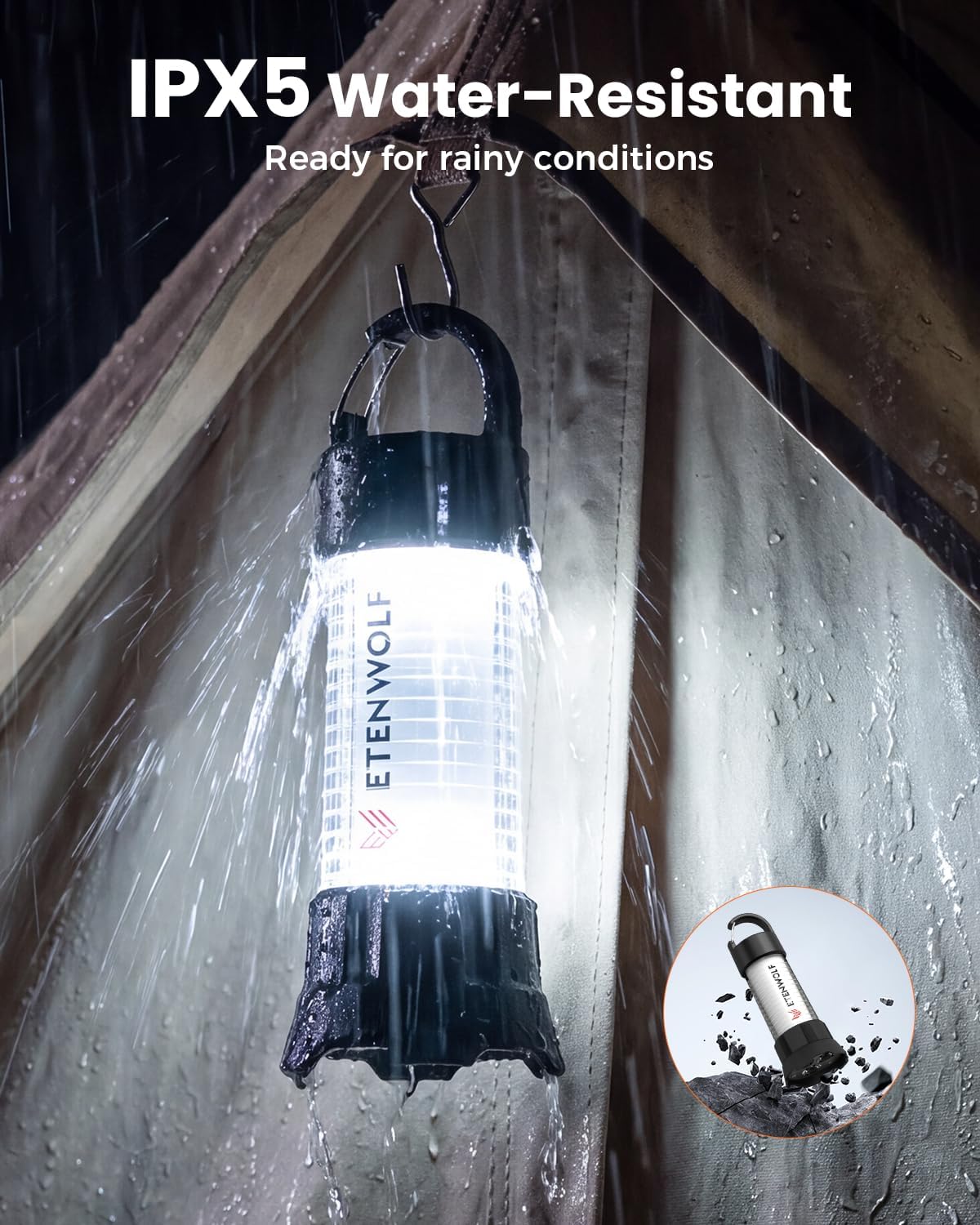 ETENWOLF 1000LM Portable Camping Lantern, 5000mAh Rechargeable Flashlight