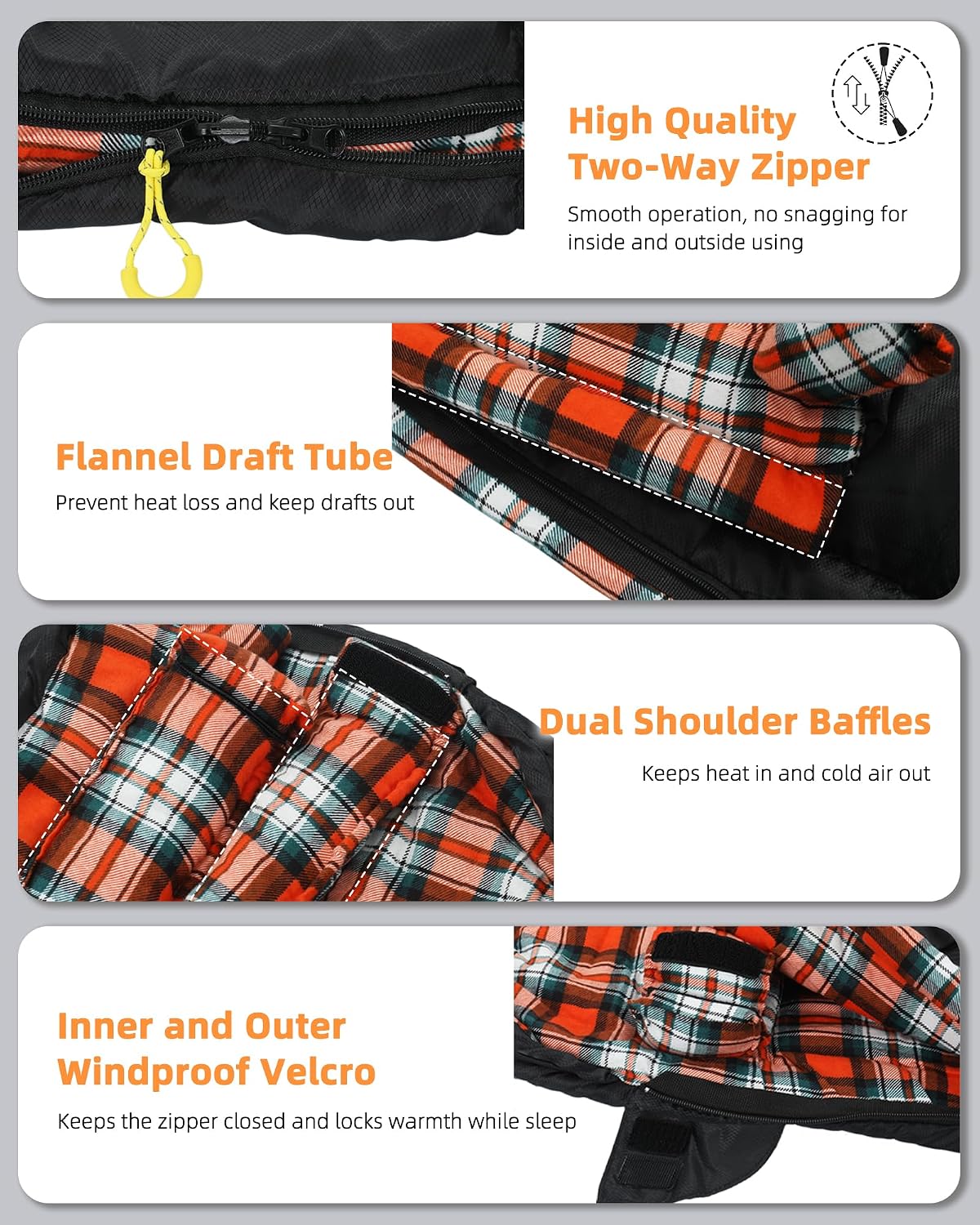 Cotton Flannel Sleeping Bags for Adults,4 Season,XXL Extra Wide,Big&Tall