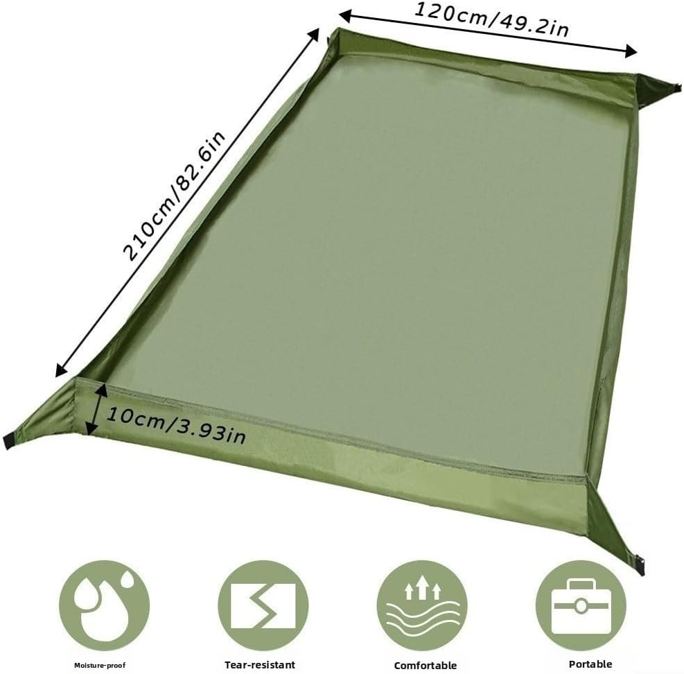 Outdoor Camping Mat Waterproof Ground Cover 210D Oxford Cloth Portable Beach Picnic Pad Moisture Proof Floor Sheet for Tent Hiking Travel Green 210x120cm