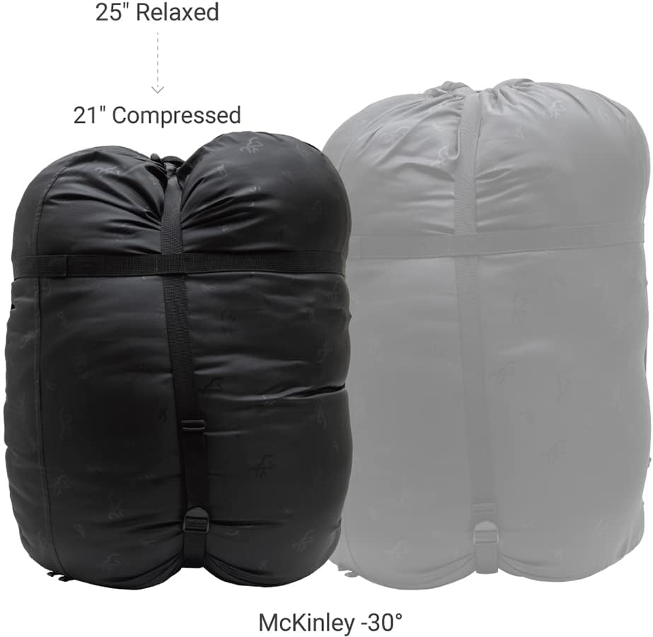 Browning McKinley -30° Sleeping Bag - Oversize Insulated Hooded Rectangle Made with Ripstop Outer and Brushed Polyester Liner, with Compression Stuff Sack, Charcoal/Gray
