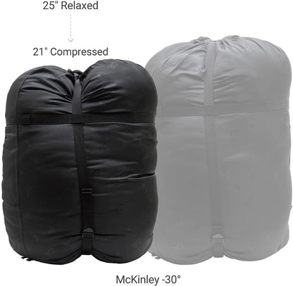 Browning McKinley -30° Sleeping Bag - Oversize Insulated Hooded Rectangle Made with Ripstop Outer and Brushed Polyester Liner, with Compression Stuff Sack, Charcoal/Gray