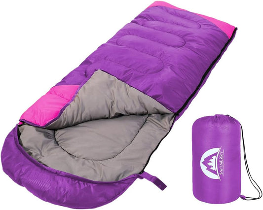 SWTMERRY Sleeping Bag 3 Seasons (Summer, Spring, Fall) Warm & Cool Weather - Lightweight,Waterproof Indoor & Outdoor Use for Kids, Teens & Adults for Hiking and Camping