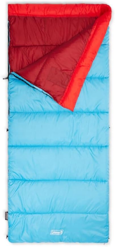 Coleman Flatlands 30/40/50°F Sleeping Bag, Made from 100% Recycled Material, Big & Tall Options, Cool-Weather Sleeping Bag for Camping, Sleepovers, Guests & More
