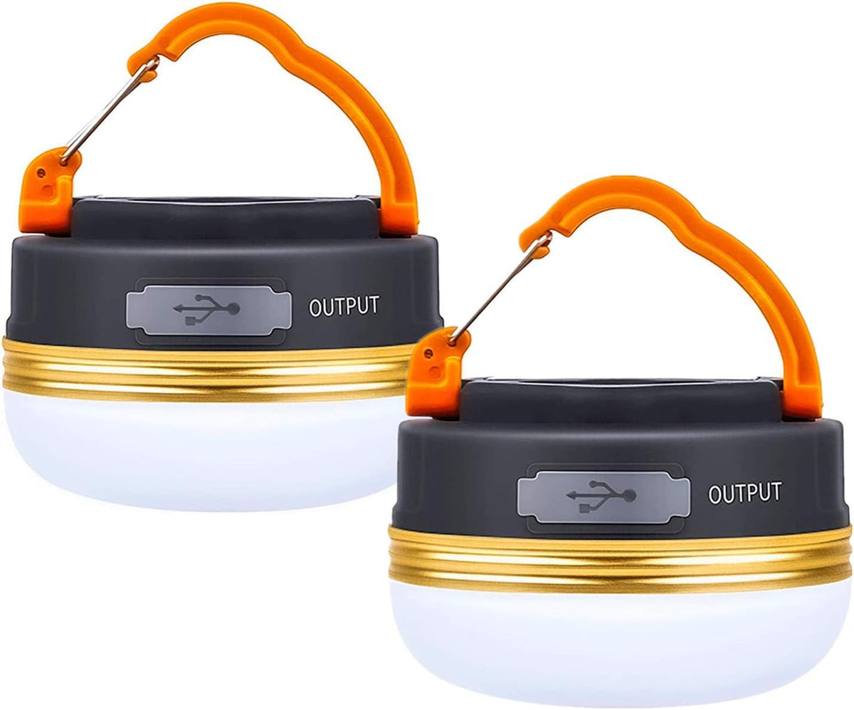 Censinda LED Camping Lantern, 1800mAh Rechargeable Portable Tent Light, 300LM,3 Light Modes, with Magnet Base,Electric Lantern Flashlight for Camping/Hiking/Fishing/Hurricane/Emergency(2 Packs)
