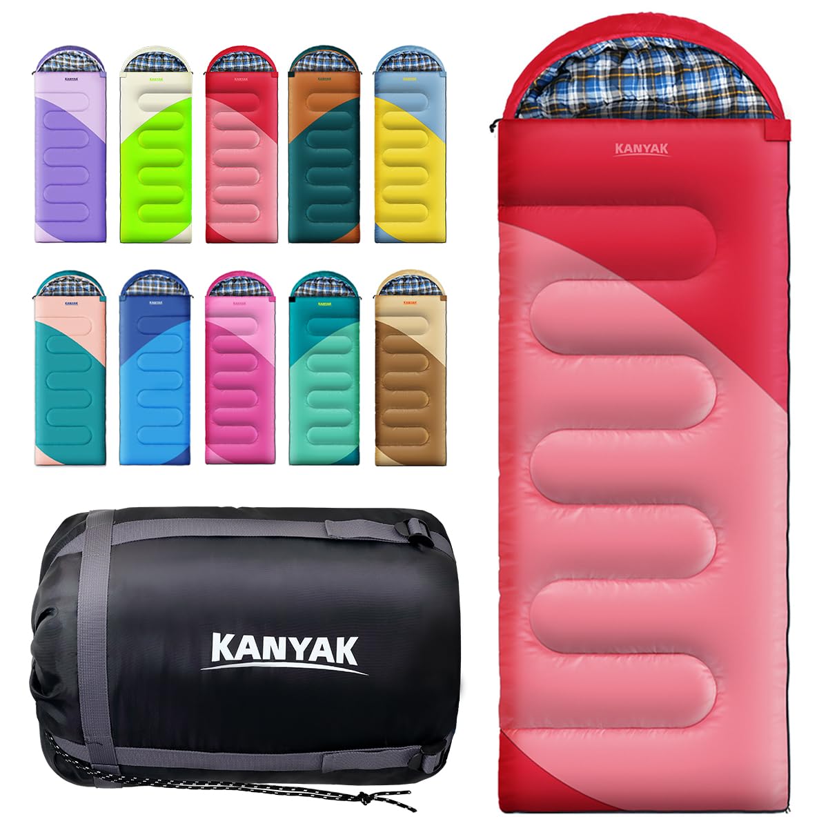 Camping Sleeping Bag for Adults Kids Teens,Waterproof Lightweight