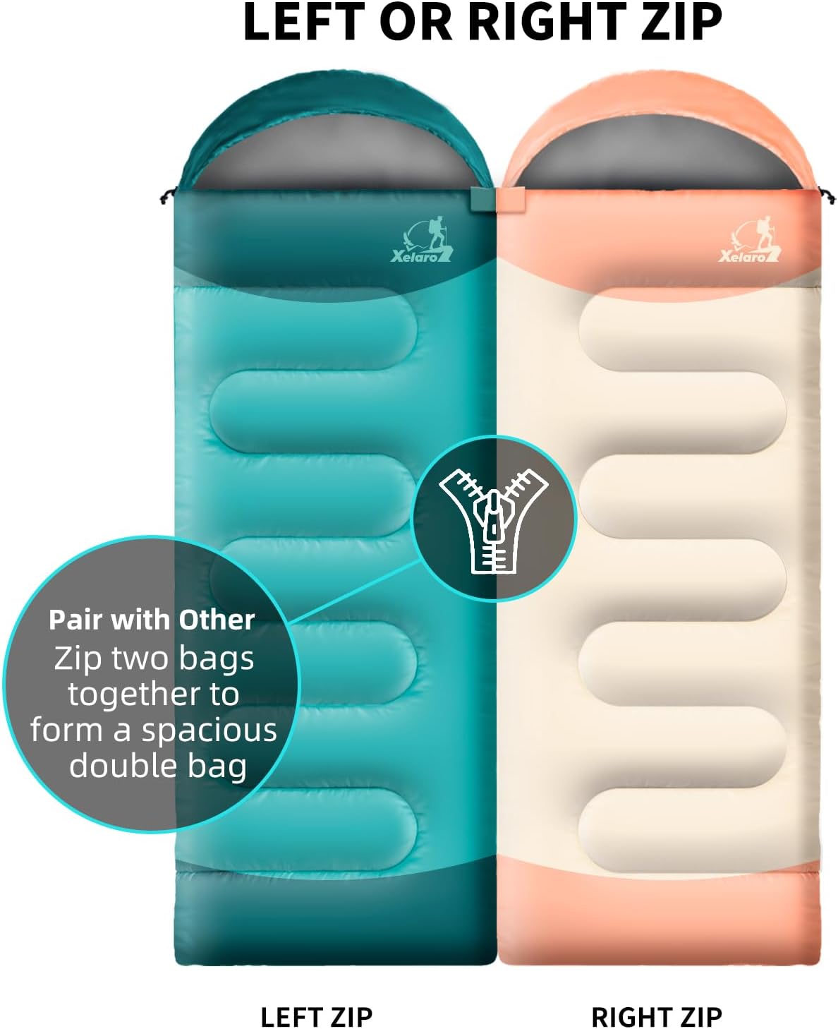 Sleeping Bags for Adults Kids - 3 Season Cold&Warm Weather Waterproof Camping Sleeping Bag - Lightweight Sleeping Bags for Camping Hiking Outdoor Travel