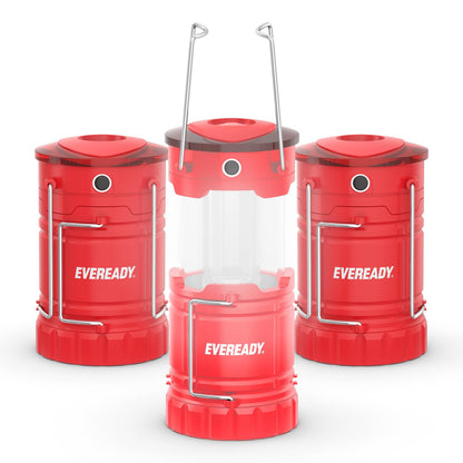 Eveready LED Camping Lantern 360 PRO (3-Pack), Super Bright Tent Lights, IPX4 Water Resistant LED Lanterns for Power Outage Hurricane Preparedness, (Batteries Included)