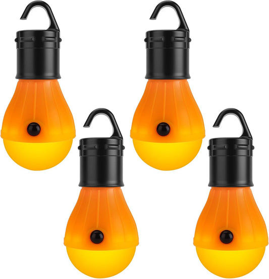 KINUR Sleep Aid Camping Light Bulbs Soft Amber Yellow Color Bug Resistent Portable Hanging Lantern for Kids,Baby,Camping,Hiking,Fishing,Decoration,Gift.(Batteries Not Included) 4 Pack