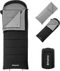KingCamp 3-in-1 Sleeping Bag for Adults, Flannel Lining Sleeping Bag,Black