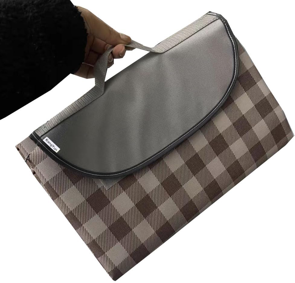 LRUUIDDE Extra Large Picnic Blanket Beach Blankets, Outdoor Foldable Waterproof Sand Mat for Beach Camping Hiking Travel Family Concerts Grass Park Music Festival Lawn Mats (Brown, 80x60inch)