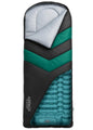 Sleeping Bag with Built-in Pad (AirPack Sleeper) - All-in-One Inflatable Sleeping Pad and Zip-Up Blanket for Camping with Built-in Foot Pump (Black/Green) 80"×30"