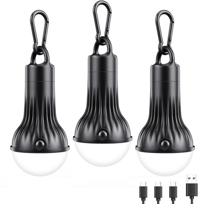 FLY2SKY Rechargeable LED Camping Lights Clip Hook Emergency 3Pcs 1800mAh