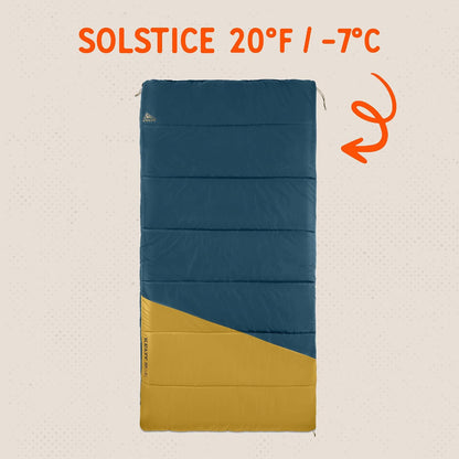Kelty Solstice Oversized Rectangular Sleeping Bag, 2-3 Season, 20 or 40F