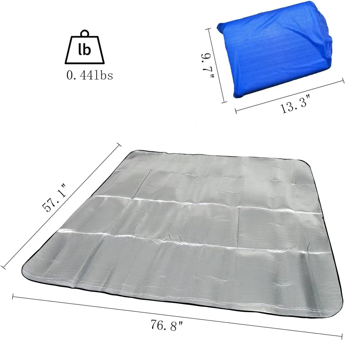 Wind Tour Outdoor Double-Sided Moisture-Proof Aluminum Foil Foam Pad Waterproof and Insulating Foil Mat Picnic Mat Camping Mat for Beach Tent and Camping