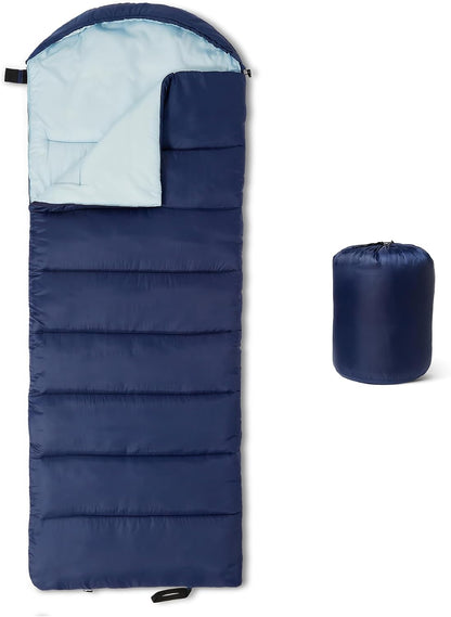 Amazon Basics Sleeping Bags for Adults, Camping Essentials, 3 Season Warm & Cool Weather