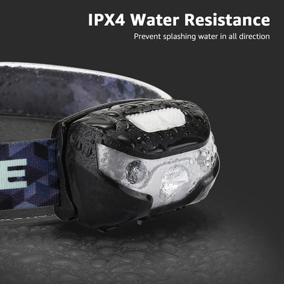 Lepro LED Headlamp Rechargeable IPX4 Waterproof Headlight 5 Modes - Black