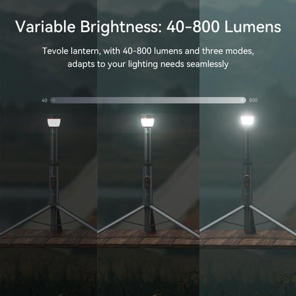 Telescopic Camping Light Collapsible 800 Lumens IP65 Waterproof Smart Remote Magnetic Base USB Rechargeable Battery Adjustable Height for Outdoor Adventure Hiking Emergency Lighting
