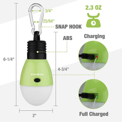 EverBrite Rechargeable Camping Light, 3 Modes with Memory Function, 3 Pack