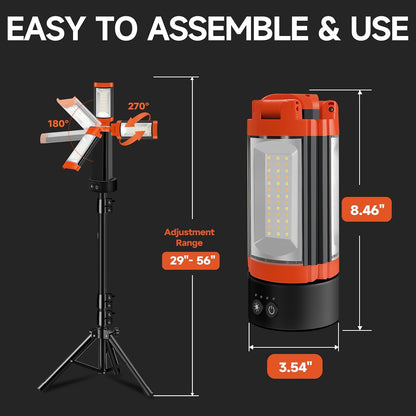 3 LED Lamp Heads Rechargeable Camping Light with Adjustable Stand