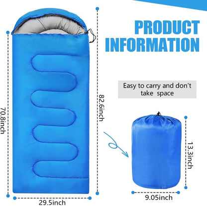 Camping Sleeping Bags for Adults Kids Waterproof Lightweight Sleeping Bag for Cold Weather or Warm Backpacking Hiking Mountaineering Indoor Outdoor Use