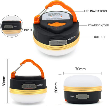 Censinda LED Camping Lantern, 1800mAh Rechargeable Portable Tent Light, 300LM,3 Light Modes, with Magnet Base,Electric Lantern Flashlight for Camping/Hiking/Fishing/Hurricane/Emergency(2 Packs)