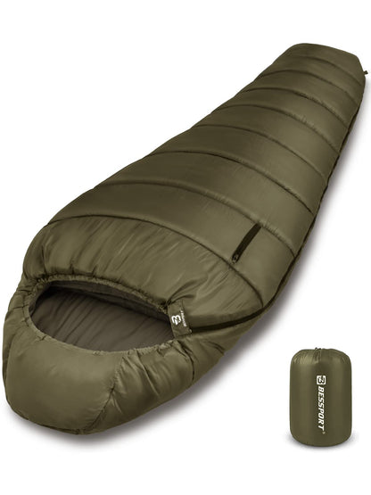 Bessport Mummy Sleeping Bag | 15-45 ℉ Extreme 3-4 Season Sleeping Bag for Adults Cold Weather– Warm and Washable, for Hiking Traveling & Outdoor Activities
