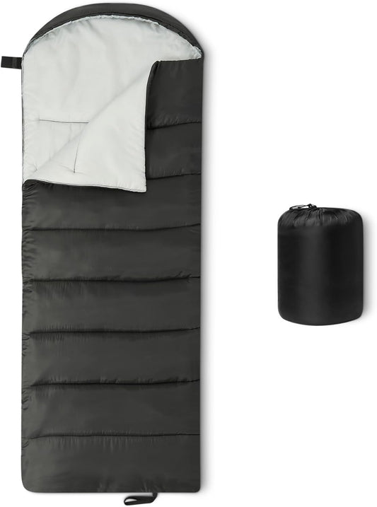 Amazon Basics Sleeping Bags for Adults, Camping Essentials, 3 Season Warm & Cool Weather