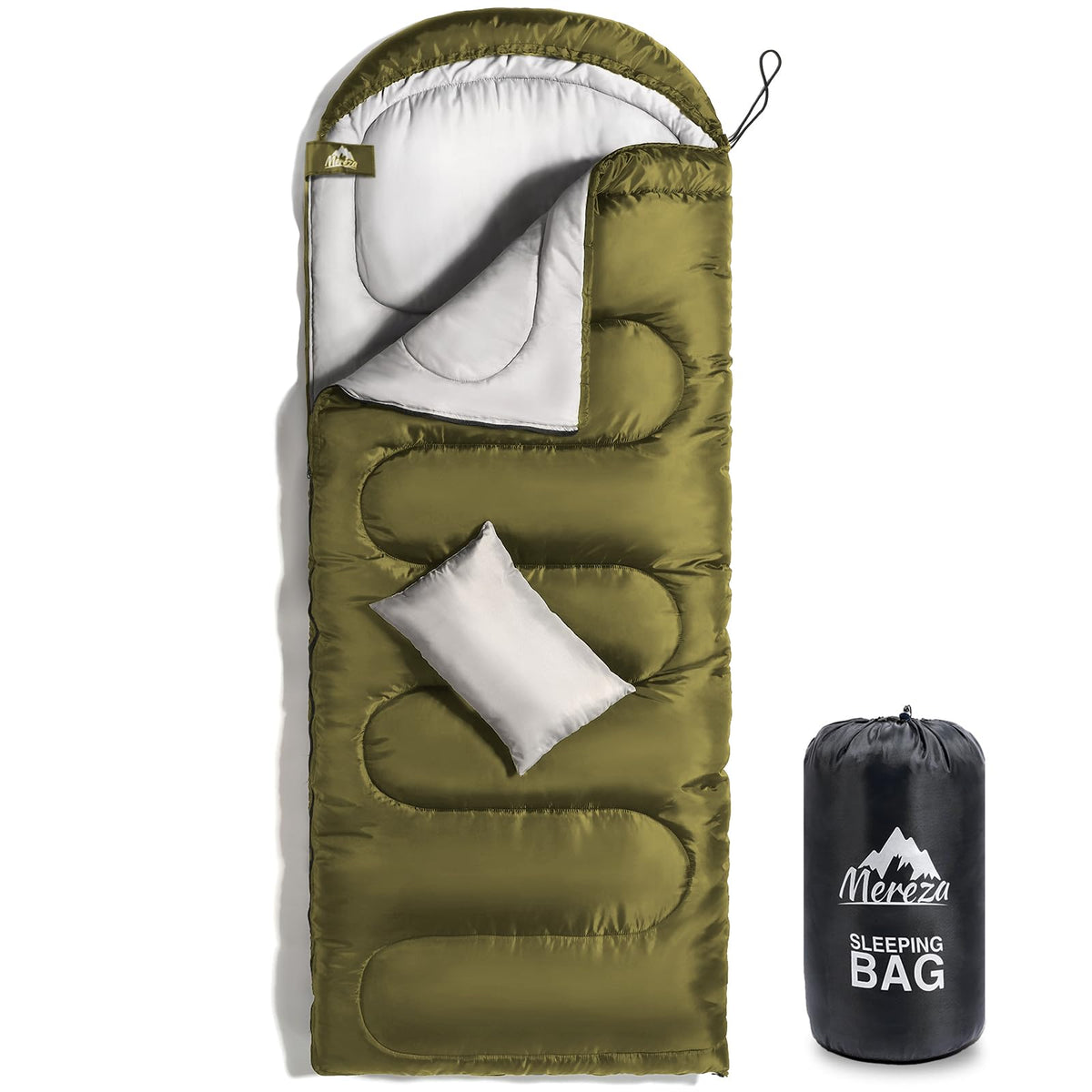 MEREZA 0 Degree Winter Sleeping Bag for Adults Kids with Pillow, Cold Weather Sleeping Bag for 4 Season Camping Hiking Backpacking Sleeping Bags for Big and Tall