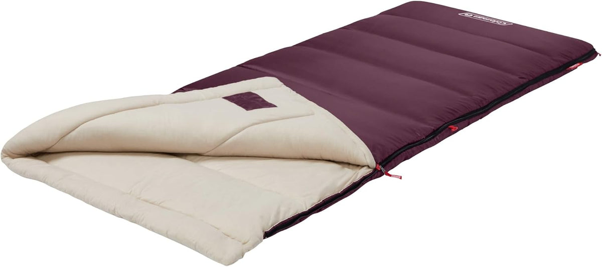 Coleman Autumn Glen Sleeping Bag, Lightweight Sleeping Bag with No-Snag Zipper & Storage Stuff Sack, Machine Washable for Easy Cleaning, Great for Camping, Sleepovers, & Guests