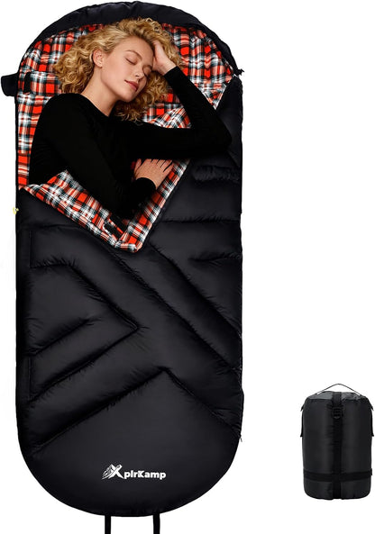 Cotton Flannel Sleeping Bags for Adults,4 Season,XXL Extra Wide,Big&Tall