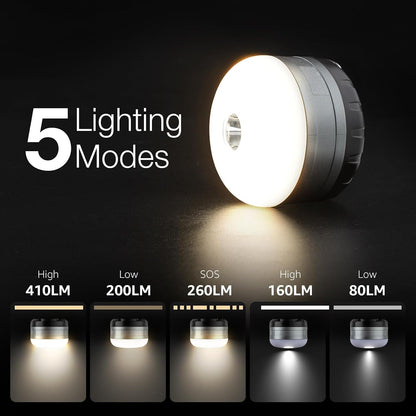 LE LED Camping Lantern Rechargeable, 410LM, 5 Light Modes, Power Bank, Waterproof, Mini Flashlight with Magnetic Base for Hurricane Emergency, Outdoor, Hiking, Home and Car