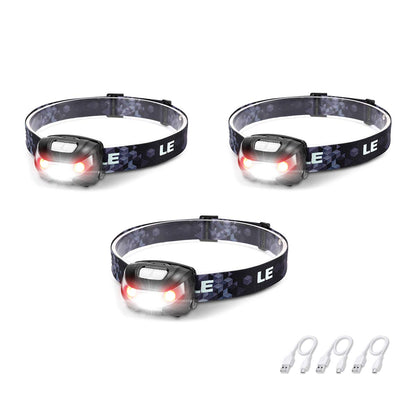 Lepro LED Headlamp Rechargeable IPX4 Waterproof Headlight 5 Modes - Black