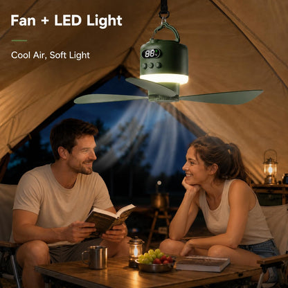 Upgraded Large Size 18-Inch Rechargeable Camping Ceiling Fan with LED Light - 15600mAh Canopy Fan for Gazebo, Portable RV Ceiling Fan, Quiet Hanging Tent Fan for Outdoor, Patio (Detachable Blades)