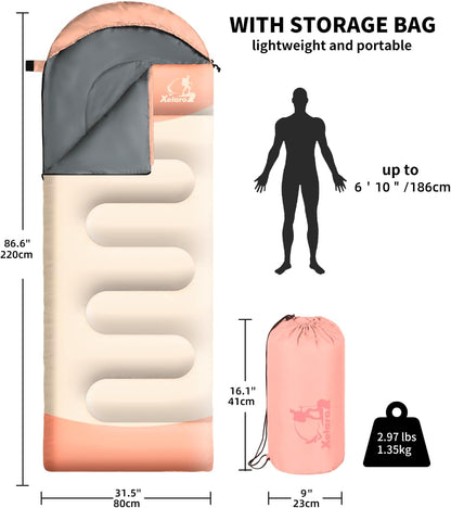 Sleeping Bags for Adults Kids - 3 Season Cold&Warm Weather Waterproof Camping Sleeping Bag - Lightweight Sleeping Bags for Camping Hiking Outdoor Travel