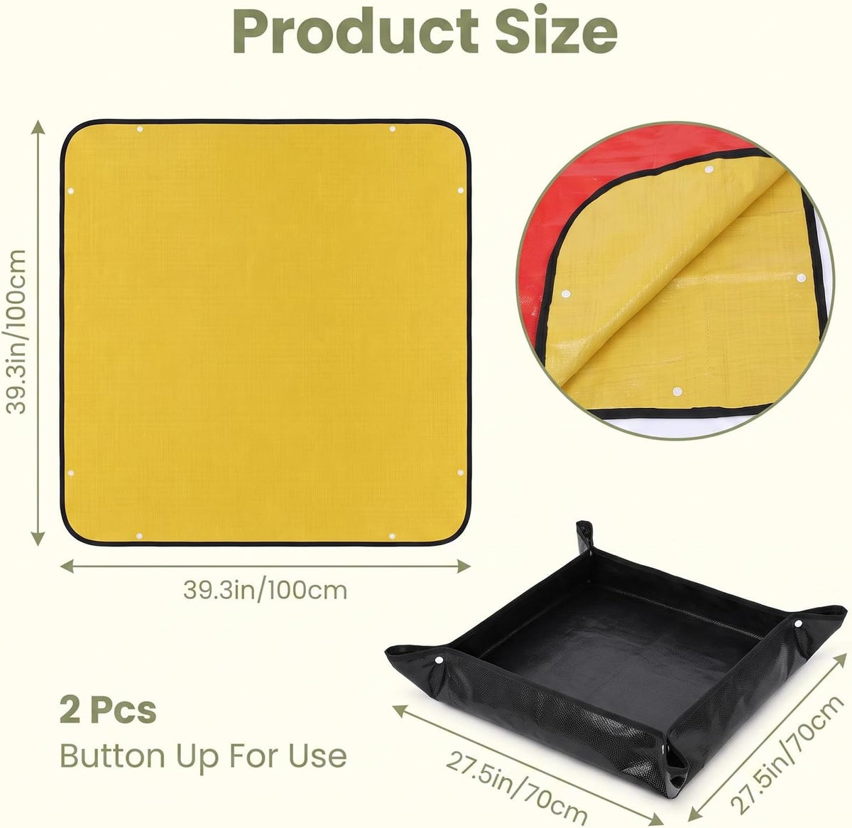 Camping Shower Mat, 2 Pcs 39.4" PE Portable Shower Pan