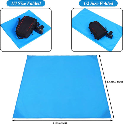 Bremorou Pocket Blanket, Small Picnic Blanket, Waterproof Mat, Foldable Travel Beach Mat for Hiking Camping, Sandproof Lightweight for Outdoor Beach Hiking Camping, 55"x59"