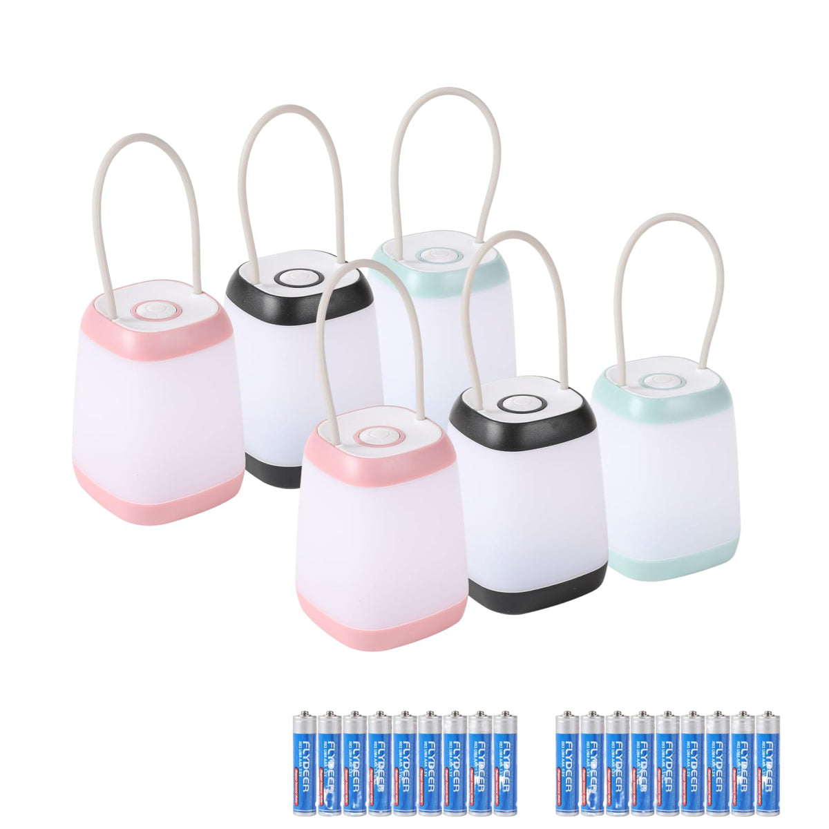 3 Pack LED Camping Light, 3 Light Modes Battery Powered Night Light for Indoor and Outdoor Emergency Light, Tent Lantern, Camping (Pink, Black, Green), three-colour