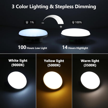 Transparent 5000LM 3 Color Light & Stepless Dimming 40W Camping Tent Light