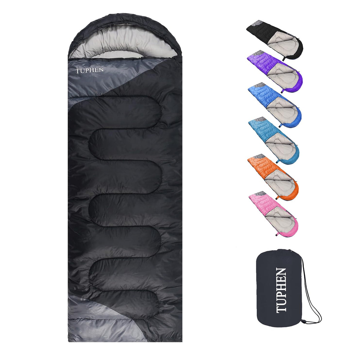 tuphen- Sleeping Bags for Adults Kids Boys Girls Backpacking Hiking Camping Microfiber Liner, Cold Warm Weather 4 Seasons Indoor Outdoor Use, Lightweight & Waterproof