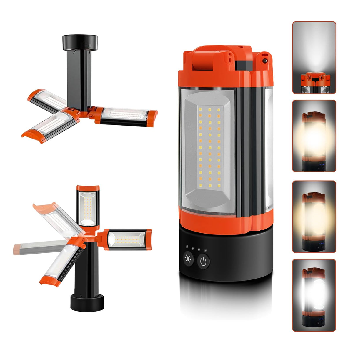 3 LED Lamp Heads Rechargeable Camping Light with Adjustable Stand