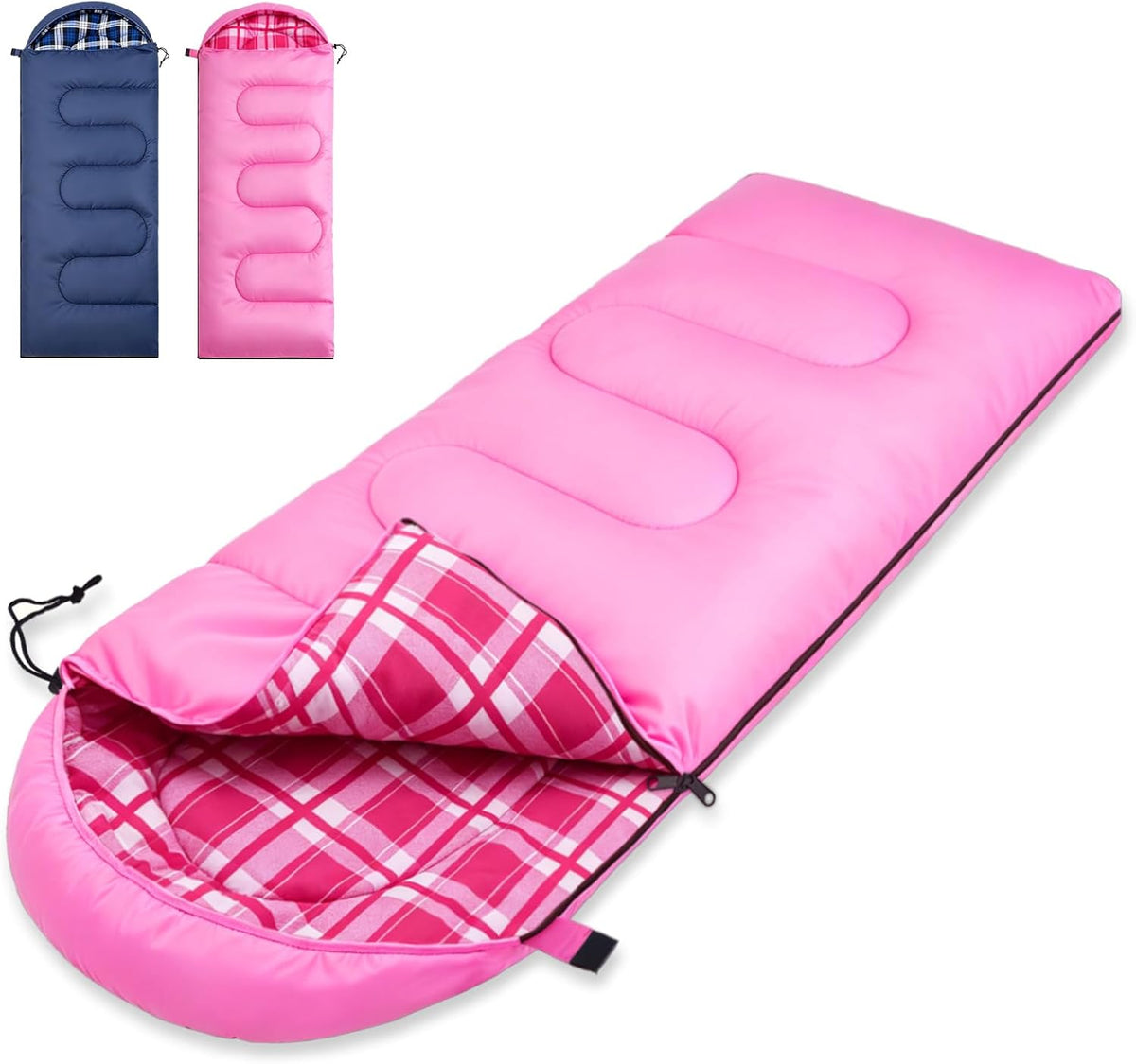 Uniqwamer Sleeping Bag for Adults Kids - 4 Seasons Cold & Warm Weather Flannel Camping Sleeping Bags, Lightweight & Waterproof Sleeping Bag for Camping Hiking Outdoor Travel