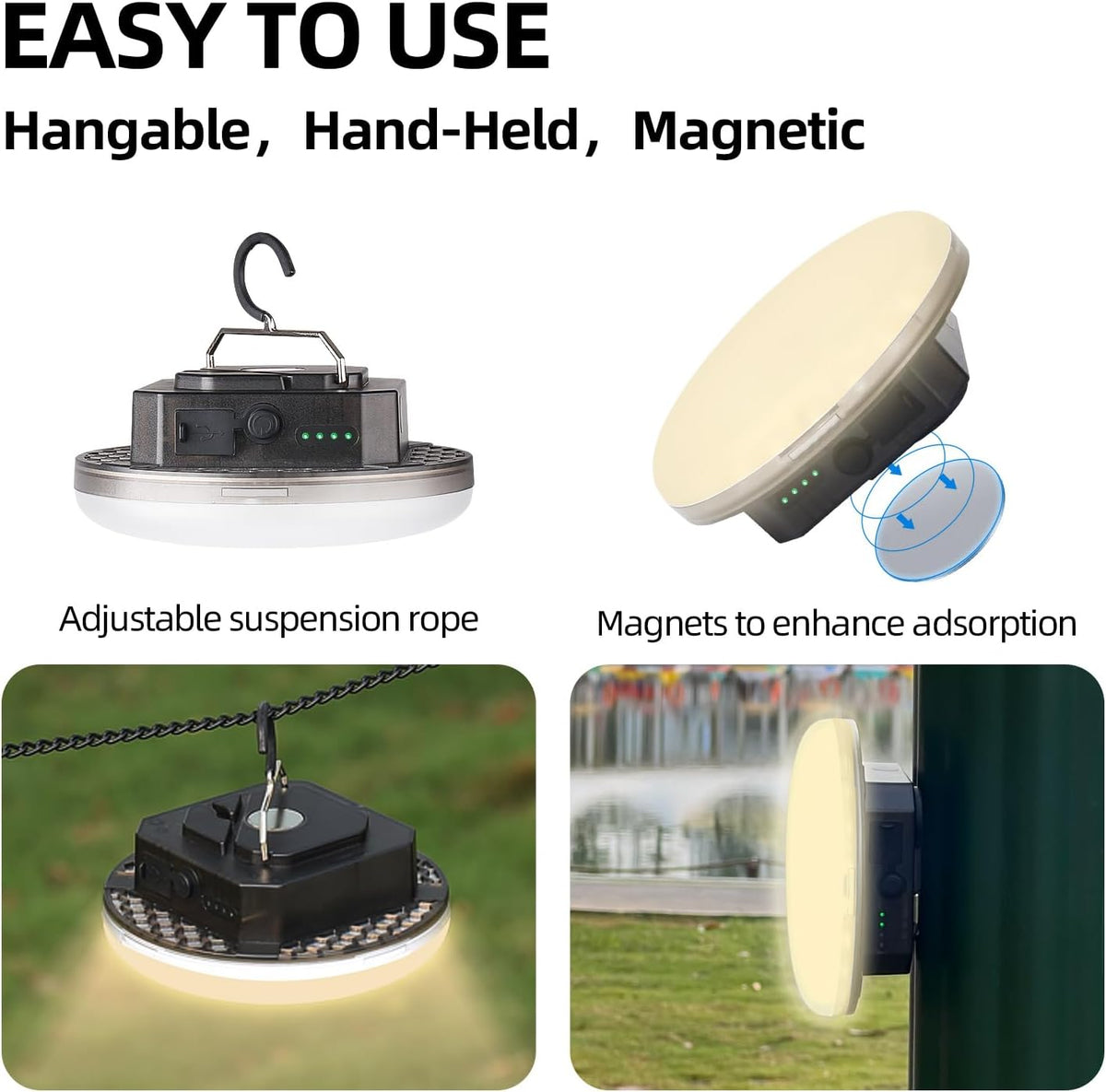 Transparent 5000LM 3 Color Light & Stepless Dimming 40W Camping Tent Light