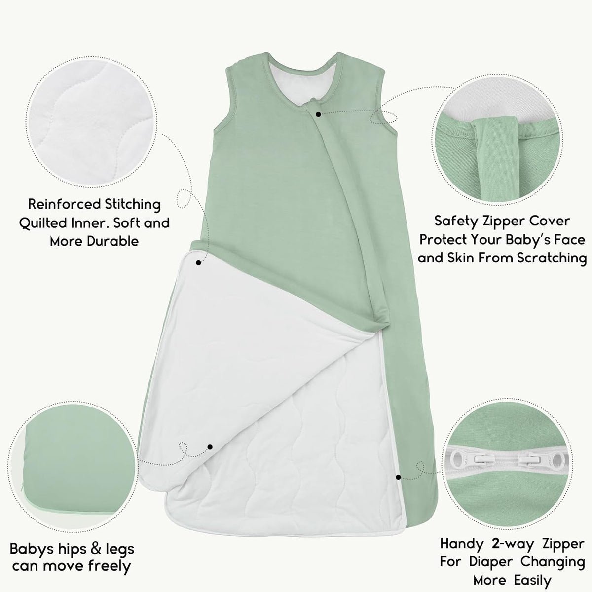 Yoofoss Baby Sleep Sack 6-12 Months Rayon Made from Bamboo 1.0 Tog