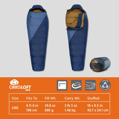 Kelty Cosmic Synthetic Fill 20 Degree Backpacking Sleeping Bag – Compression Straps, Stuff Sack Included