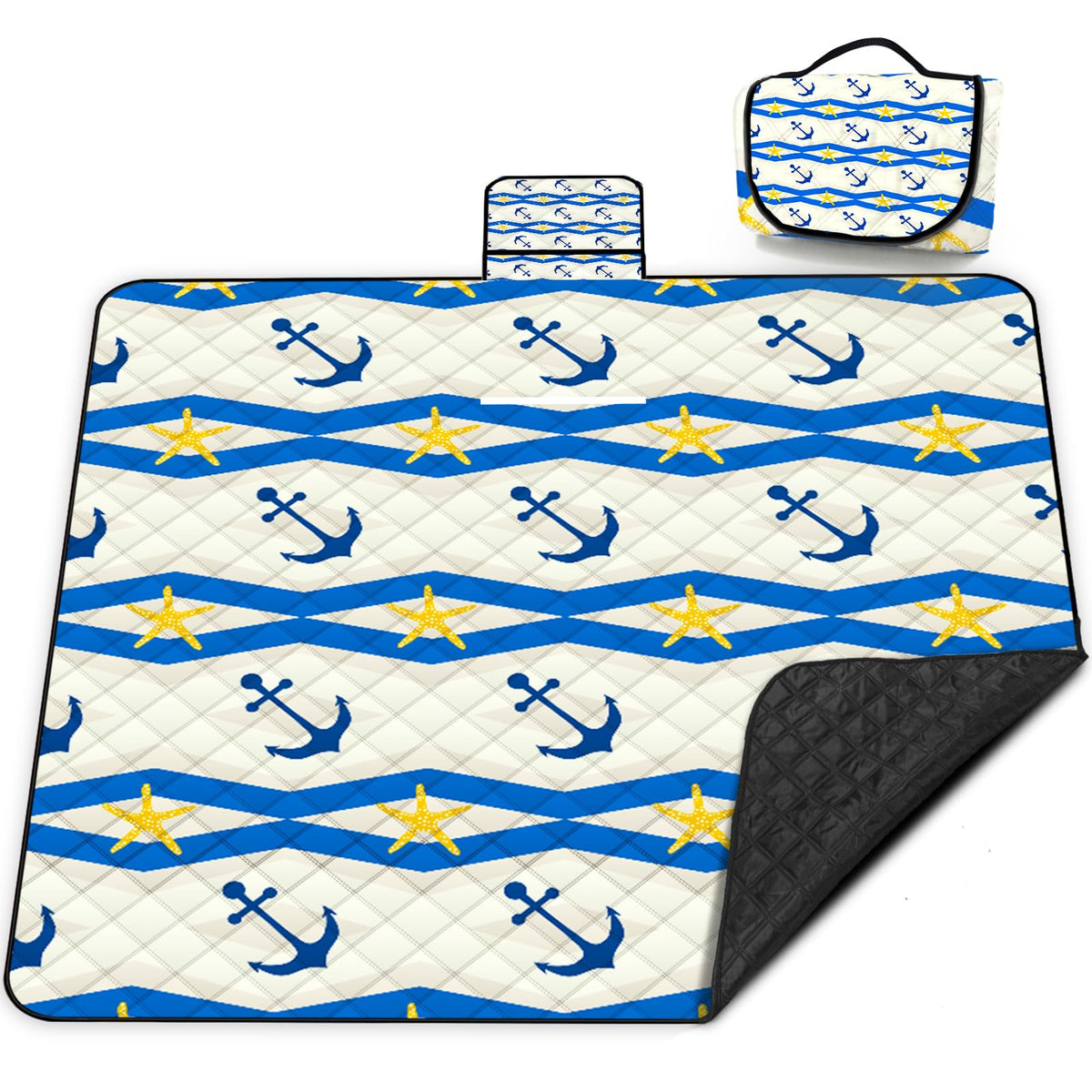 Extra Large Picnic Blanket Waterproof,80"x 80"Foldable Machine Washable Beach Blankets,Outdoor Blanket for 6-8 Adults,Picnic Mat Suitable for Indoor Crawling,Park Beach,Camping,Hiking,Travel( Blue)